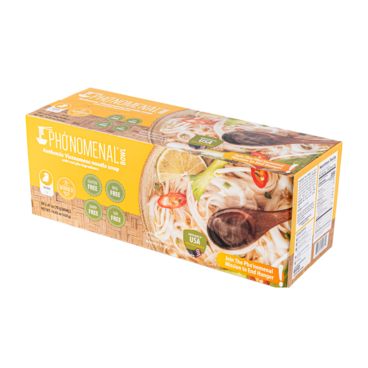 Pho’nomenal Bowl Instant Chicken Pho (Case of 6 Bowls)