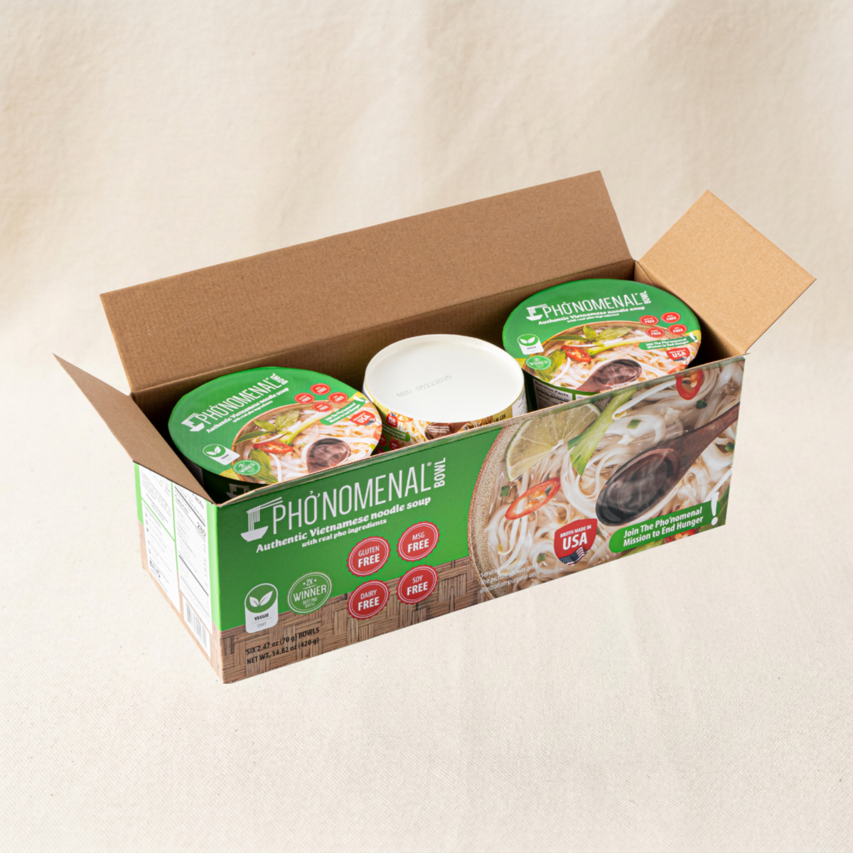 Pho’nomenal Bowl Instant Veggie Pho (Case of 6 Bowls)