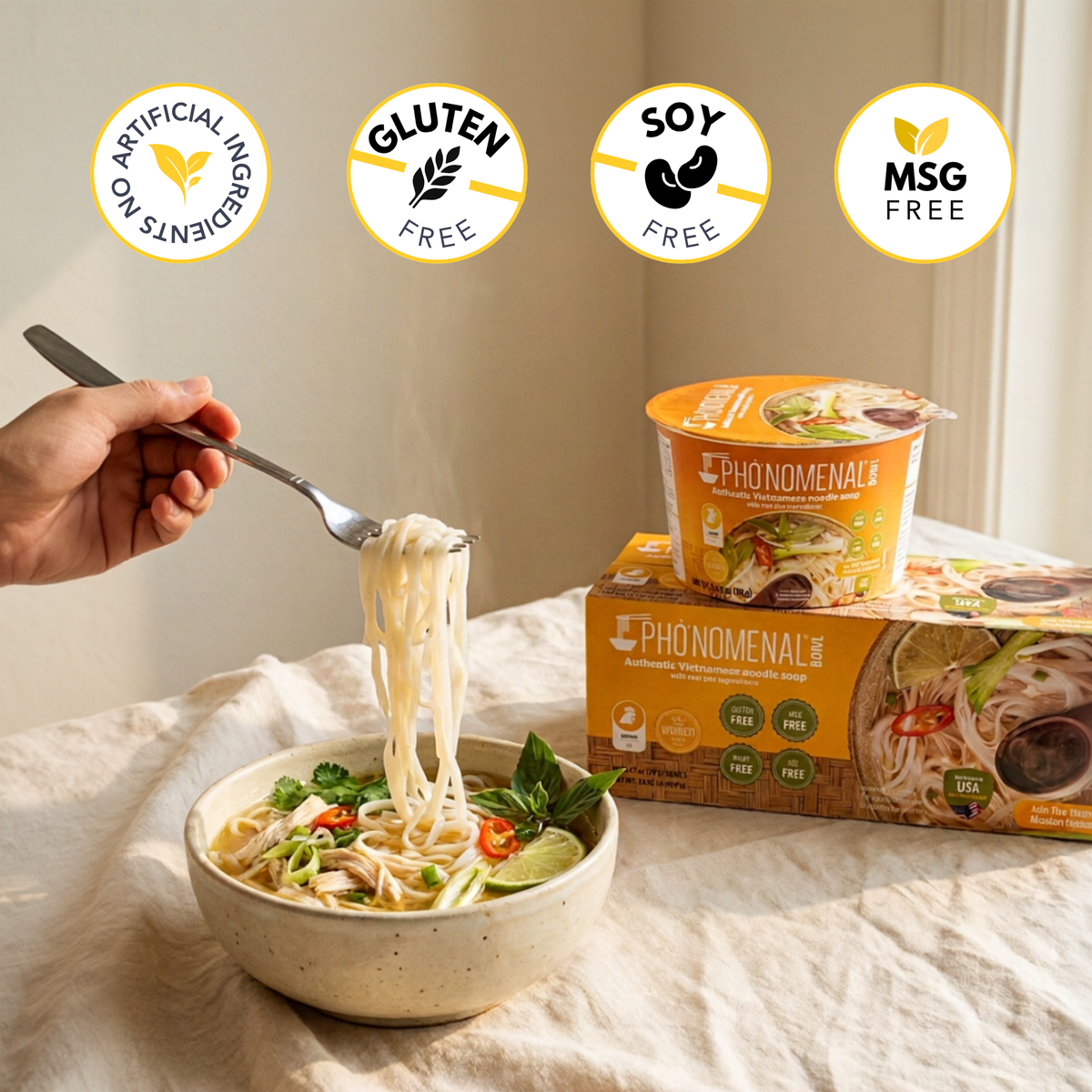 Pho’nomenal Bowl Instant Chicken Pho (Case of 6 Bowls)