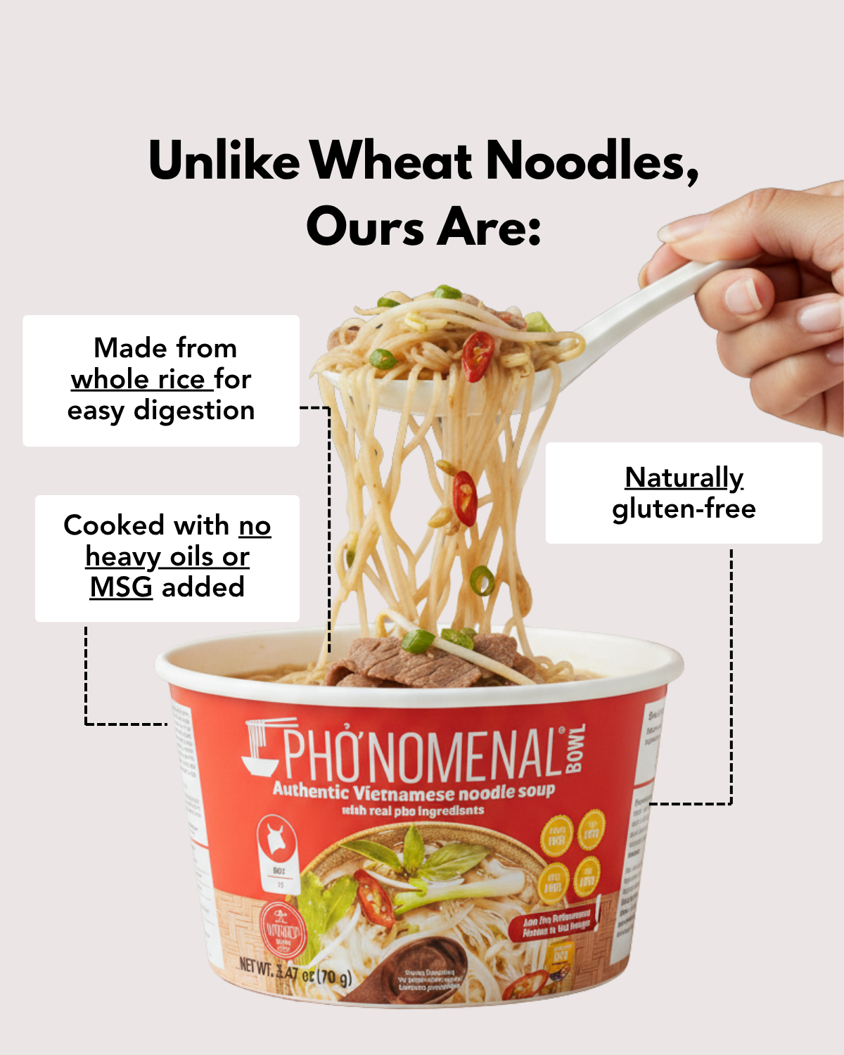 Pho’nomenal Bowl Instant Beef Pho (Case of 6 Bowls)