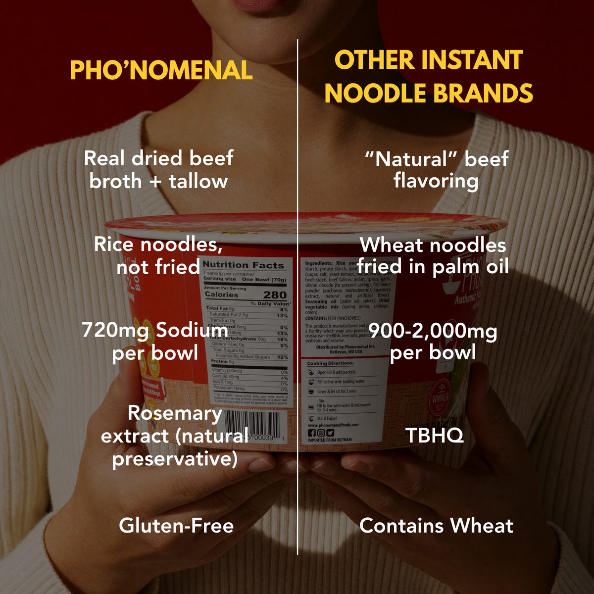 Pho’nomenal Bowl Instant Beef Pho (Case of 6 Bowls)