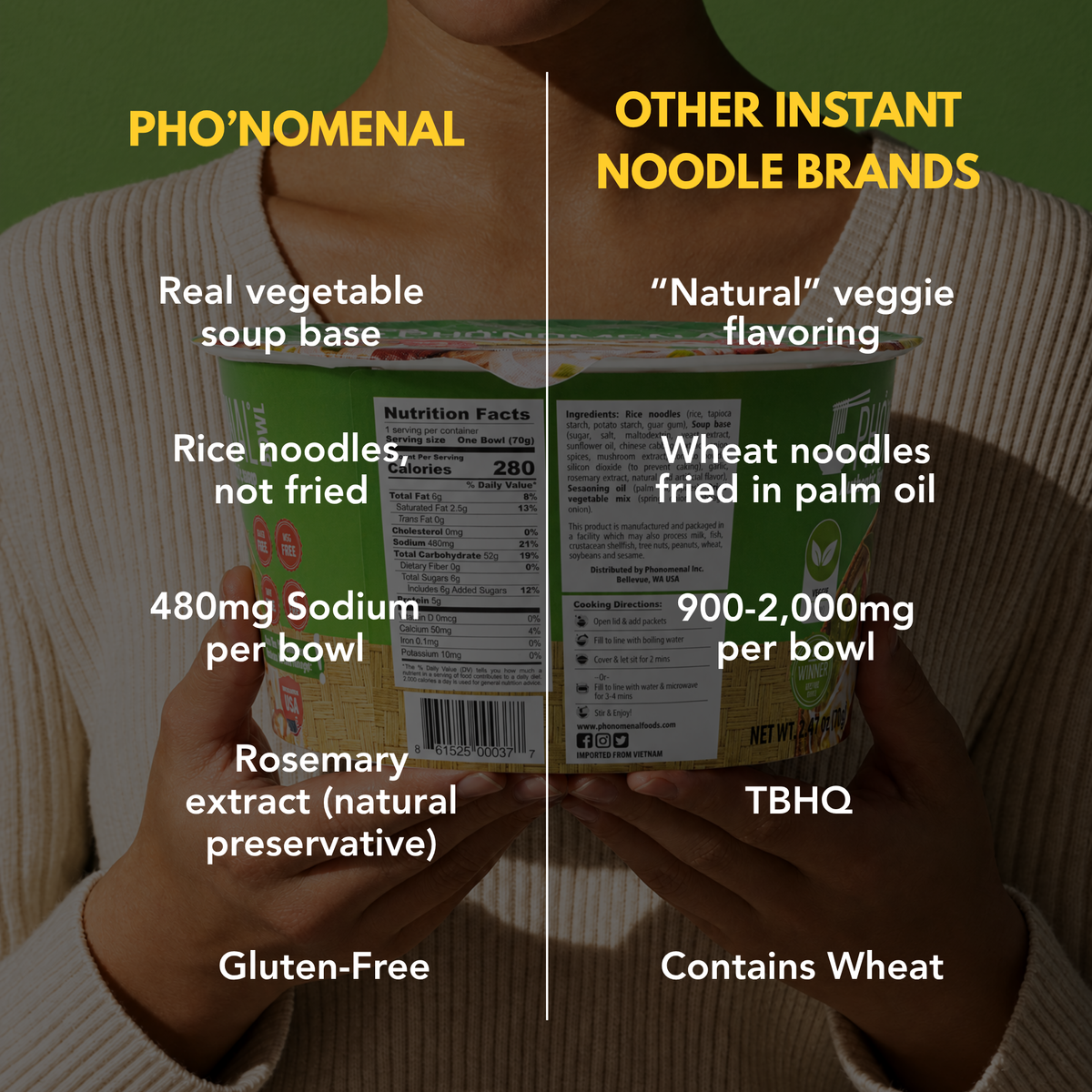 Pho’nomenal Bowl Instant Veggie Pho (Case of 6 Bowls)