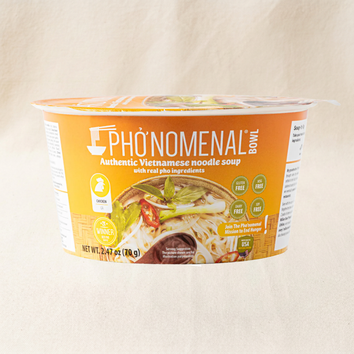 Pho’nomenal Bowl Instant Chicken Pho (Case of 6 Bowls)