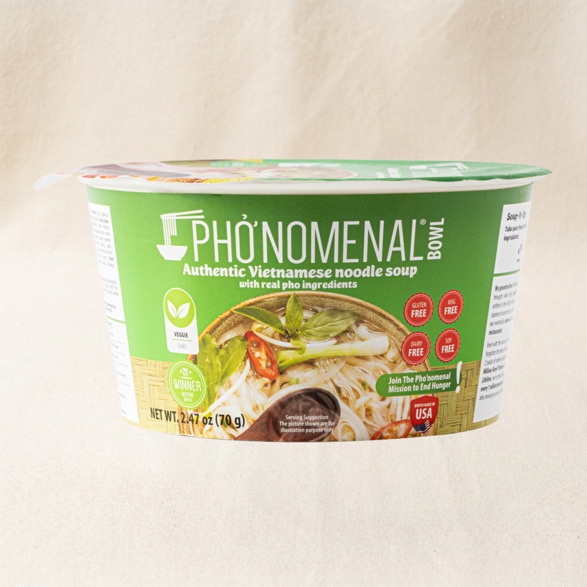 Pho’nomenal Bowl Instant Veggie Pho (Case of 6 Bowls)