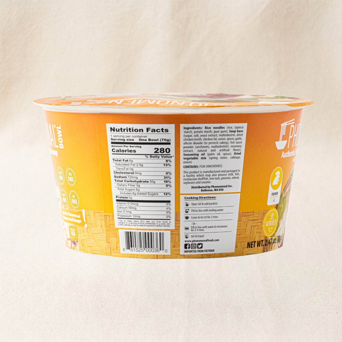 Pho’nomenal Bowl Instant Chicken Pho (Case of 6 Bowls)