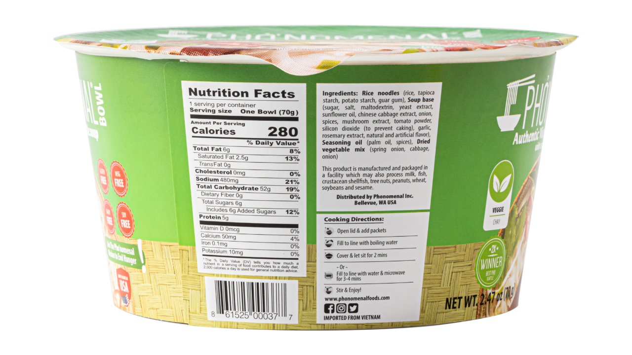 Pho’nomenal Bowl Instant Veggie Pho (Case of 6 Bowls)