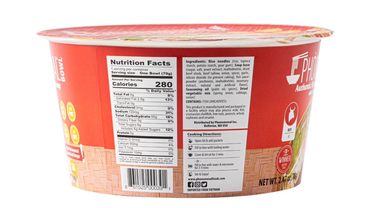 Pho’nomenal Bowl Instant Beef Pho (Case of 6 Bowls)