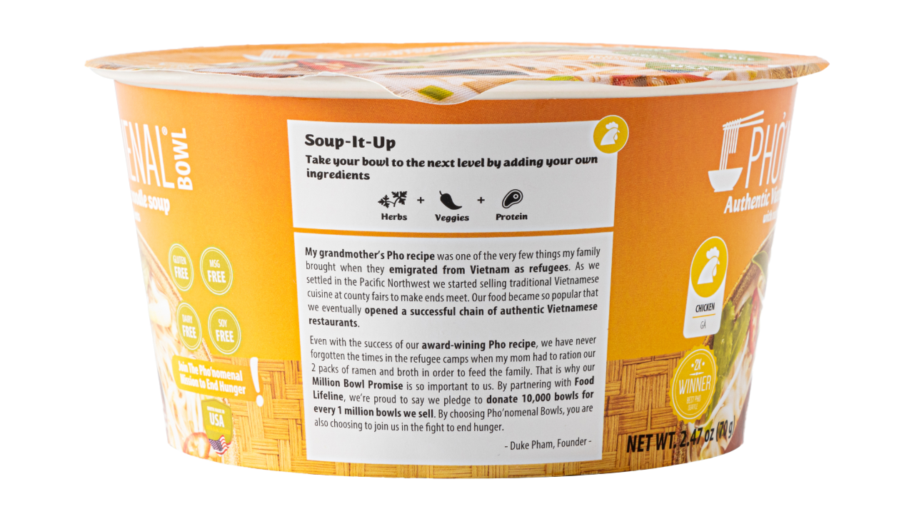 Pho’nomenal Bowl Instant Chicken Pho (Case of 6 Bowls)