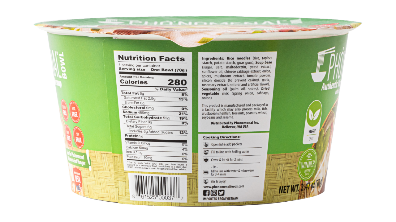 Pho’nomenal Bowl Instant Veggie Pho (Case of 6 Bowls)