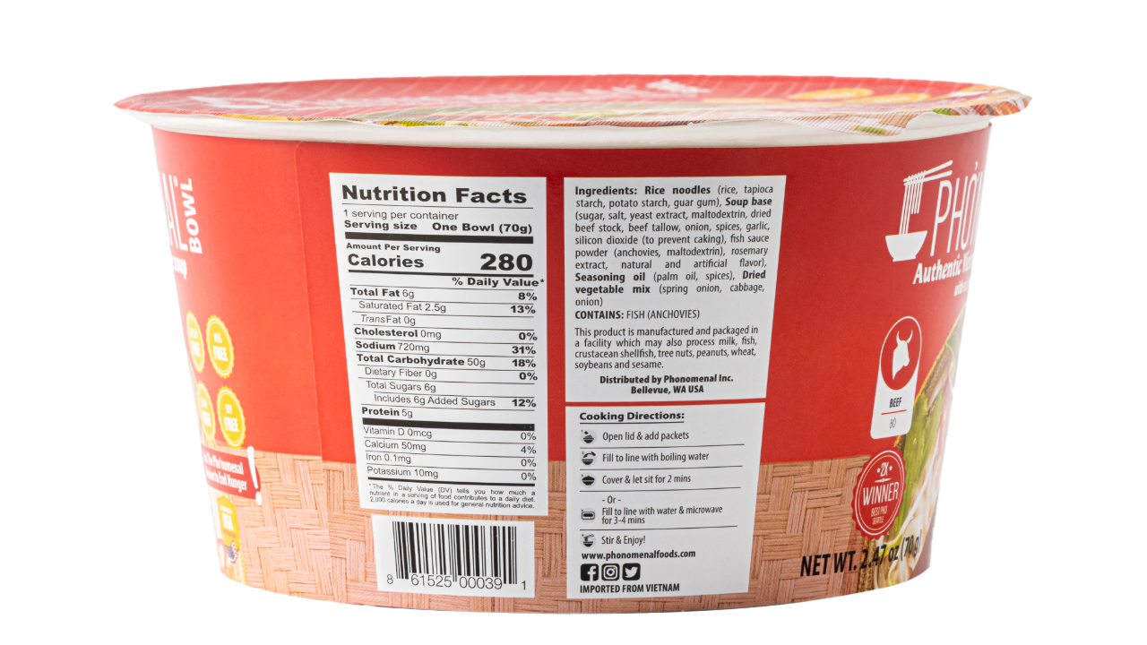 Pho’nomenal Bowl Instant Beef Pho (Case of 6 Bowls)