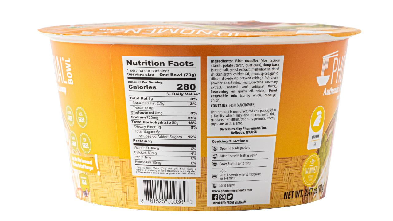 Pho’nomenal Bowl Instant Chicken Pho (Case of 6 Bowls)