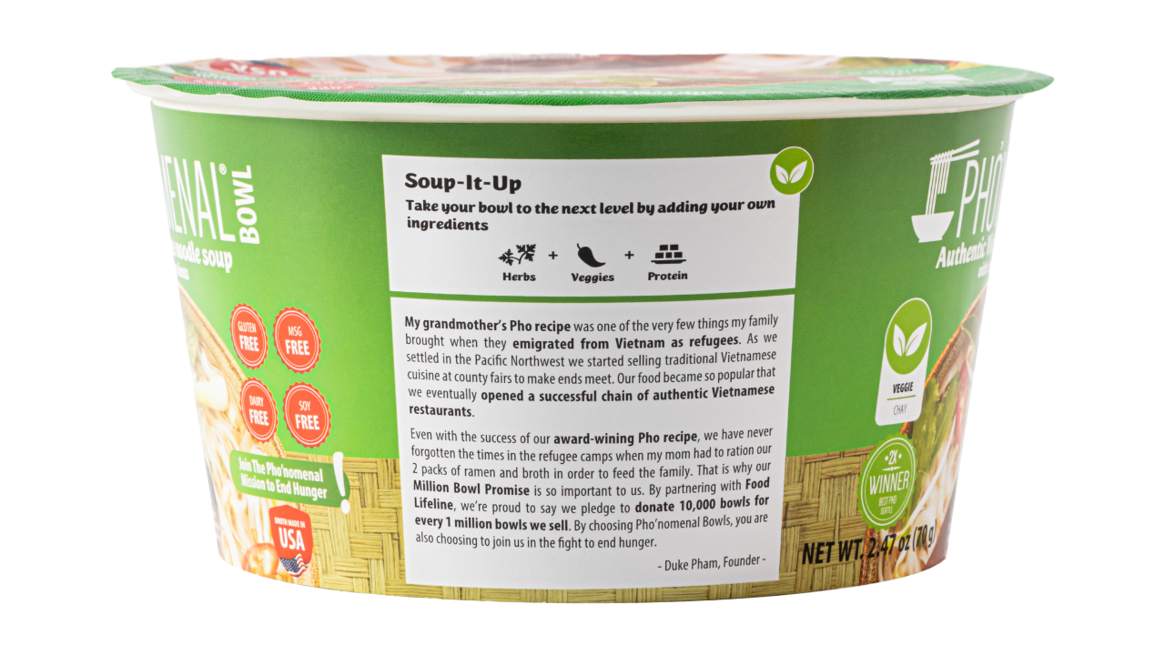 Pho’nomenal Bowl Instant Veggie Pho (Case of 6 Bowls)
