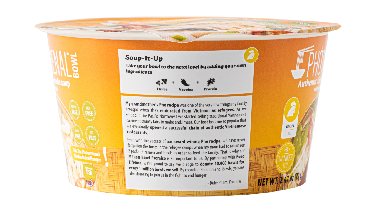 Pho’nomenal Bowl Instant Chicken Pho (Case of 6 Bowls)
