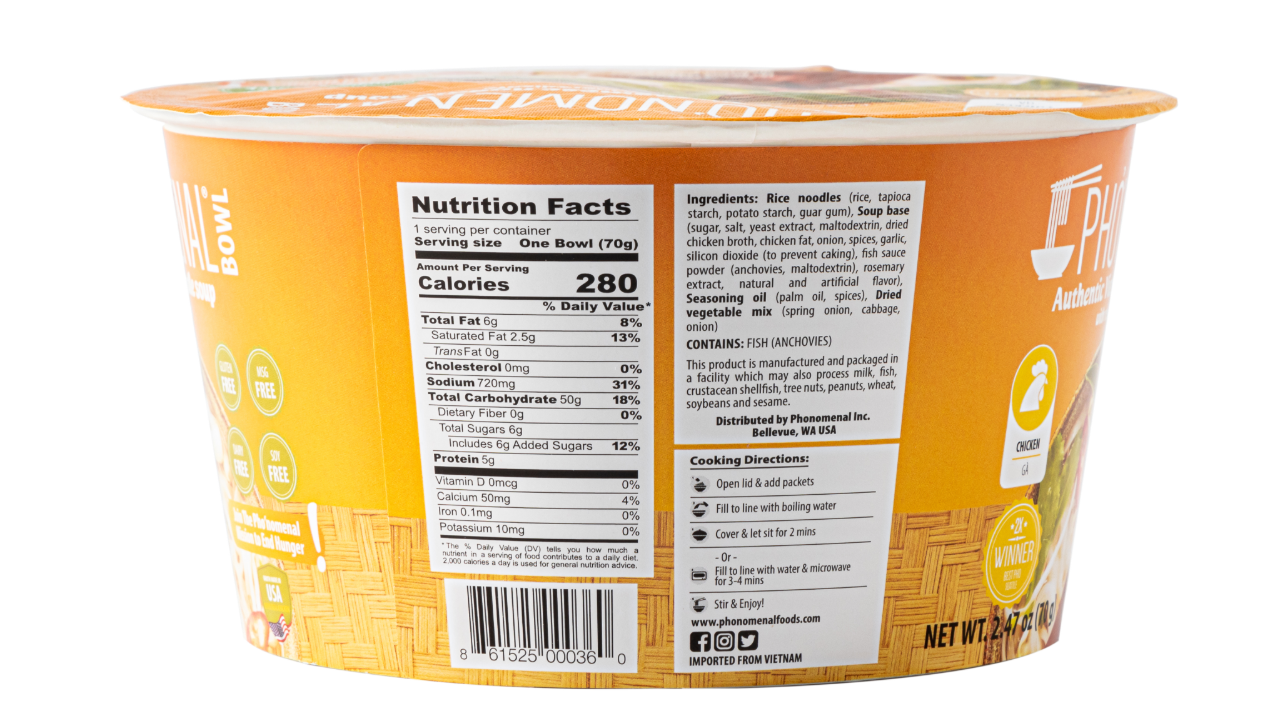 Pho’nomenal Bowl Instant Chicken Pho (Case of 6 Bowls)