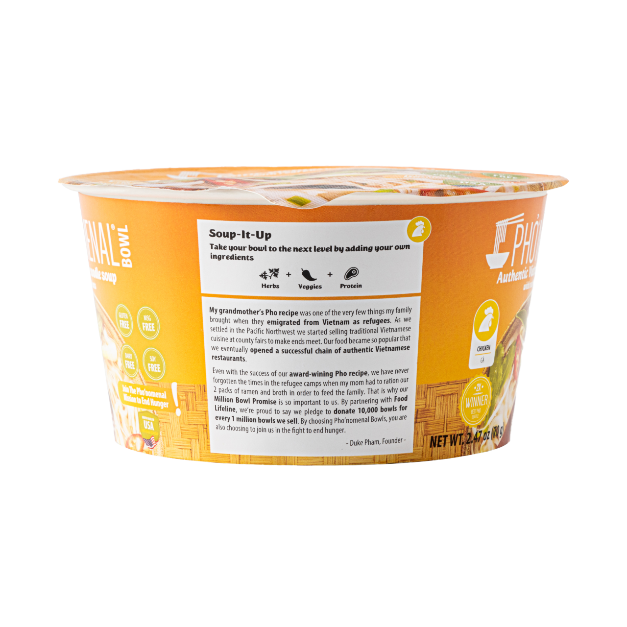 Pho’nomenal Bowl Instant Chicken Pho (Case of 6 Bowls)