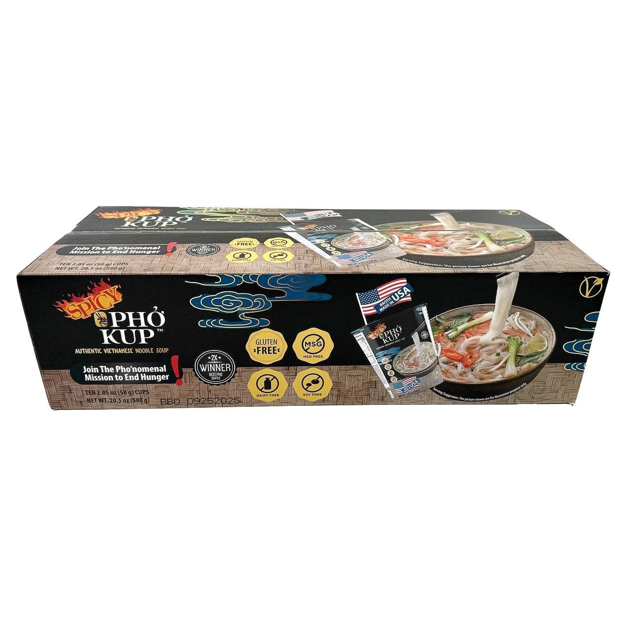 Pho Kup Instant Spicy Veggie Pho (Case of 10 Kups)