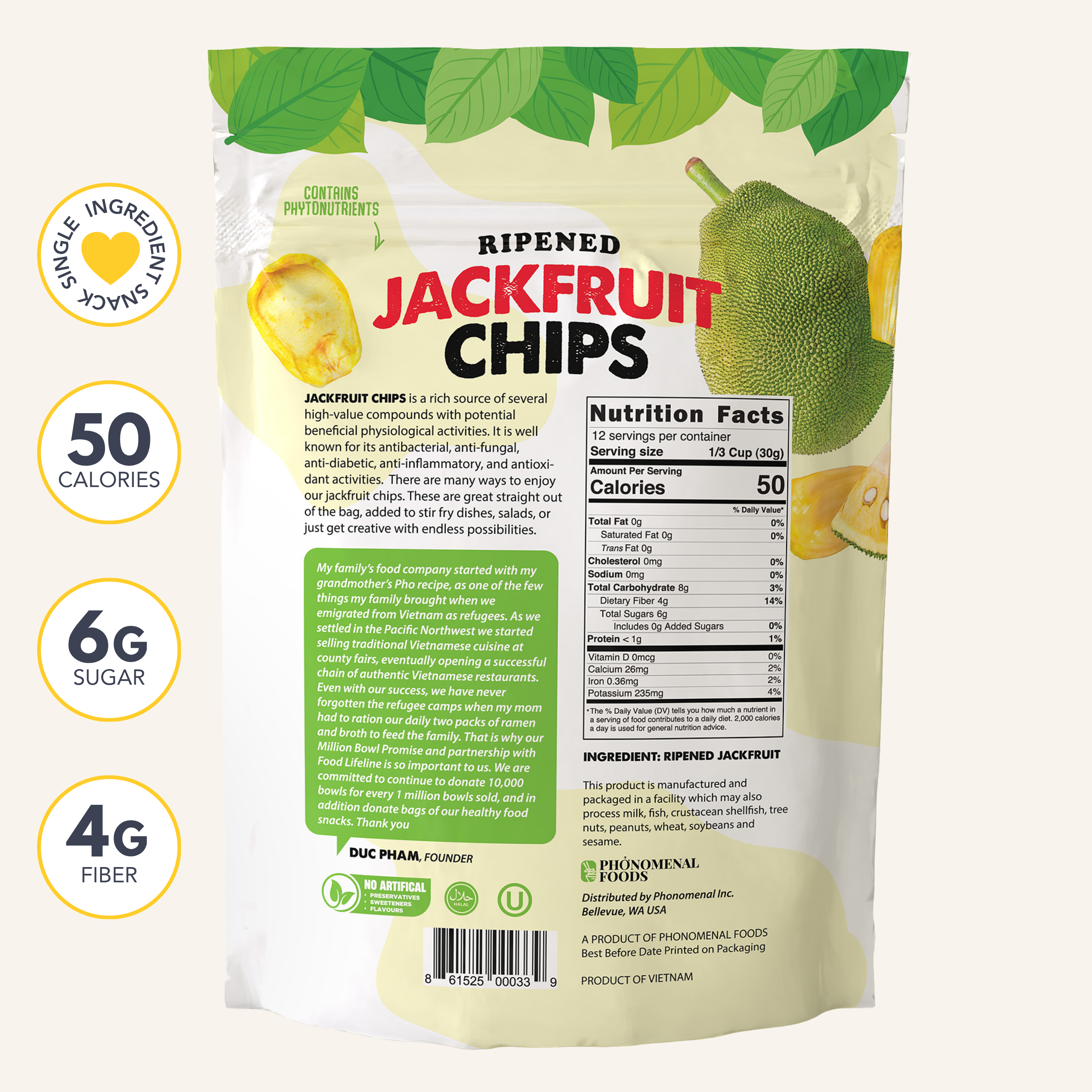 Pho'nomenal Ripened Jackfruit Chips (Family Size - 13oz Bag)
