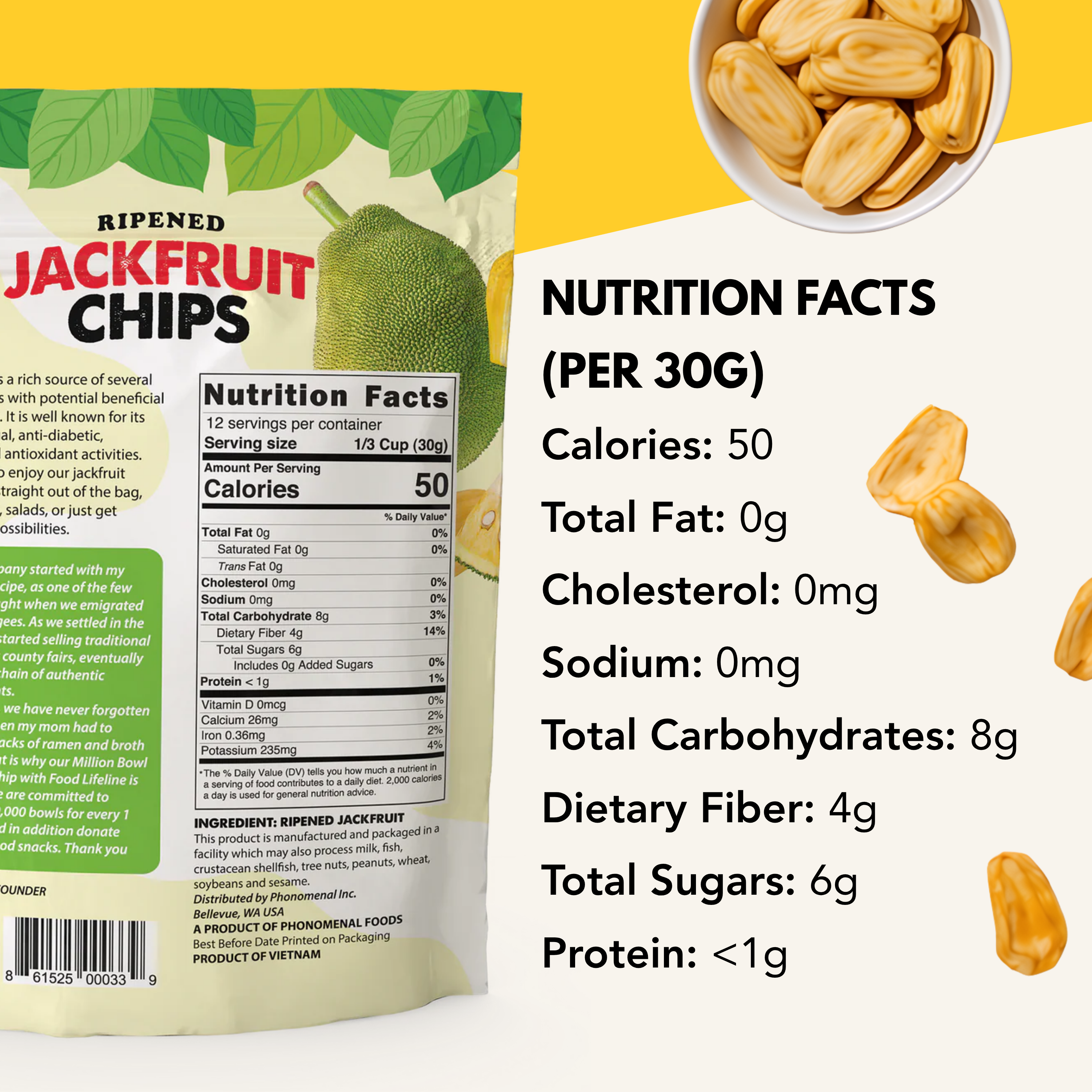 Pho'nomenal Ripened Jackfruit Chips (Family Size - 13oz Bag)