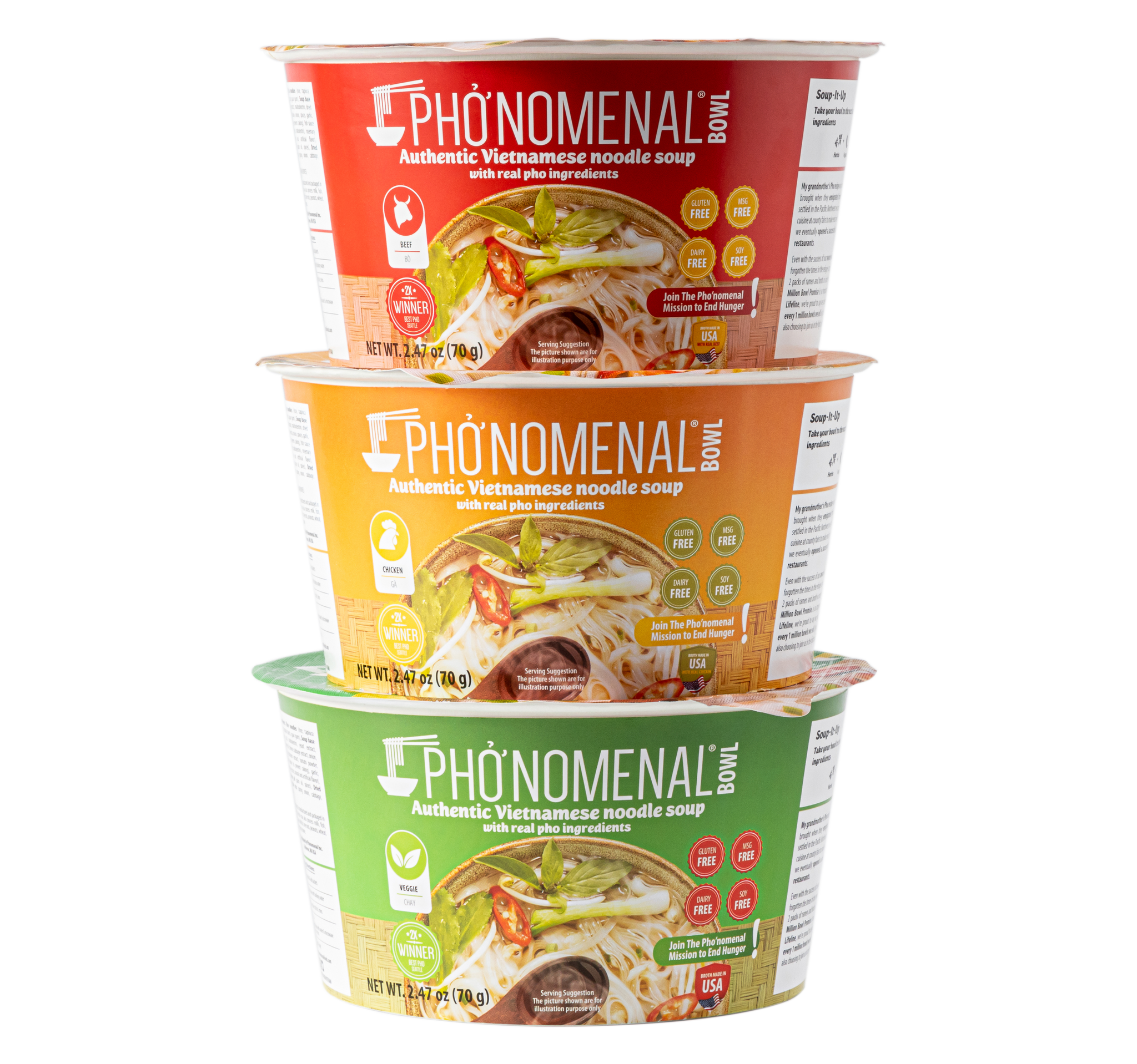 Pho’nomenal Bowl Instant Beef Pho (Case of 6 Bowls)