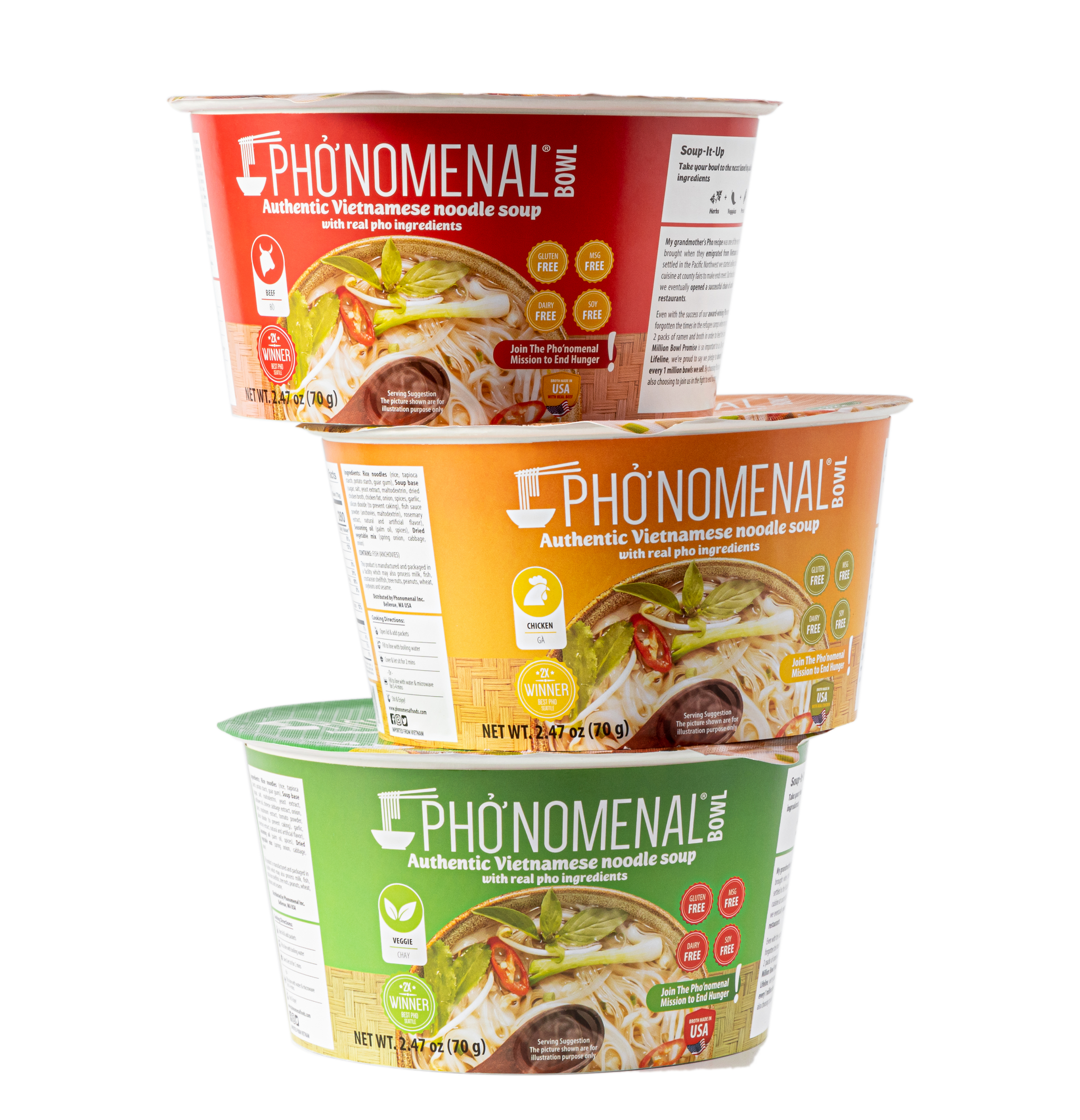 Pho’nomenal Bowl Instant Beef Pho (Case of 6 Bowls)