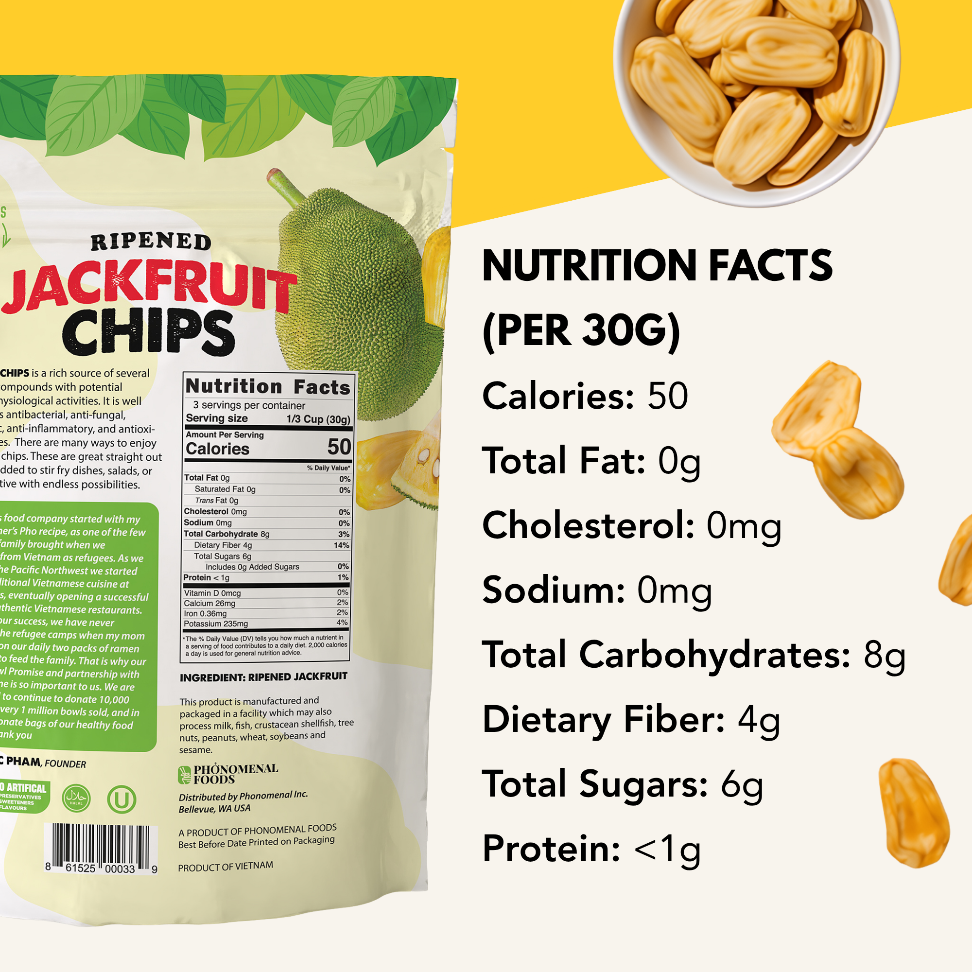 Pho'nomenal Ripened Jackfruit Chips (Standard Size - 5.3oz Bag)